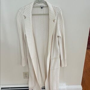Talbots Ivory Long Cable Knit Cardigan